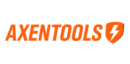 Axentools logo with orange text and a lightning bolt icon on a white background