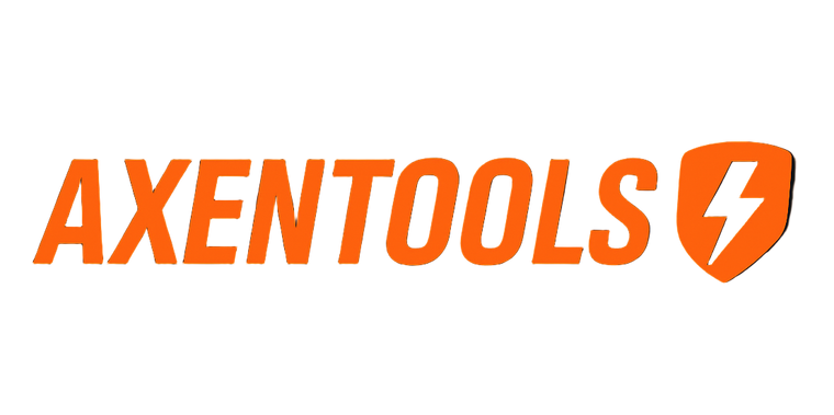 Axentools logo with orange text and a lightning bolt icon on a white background